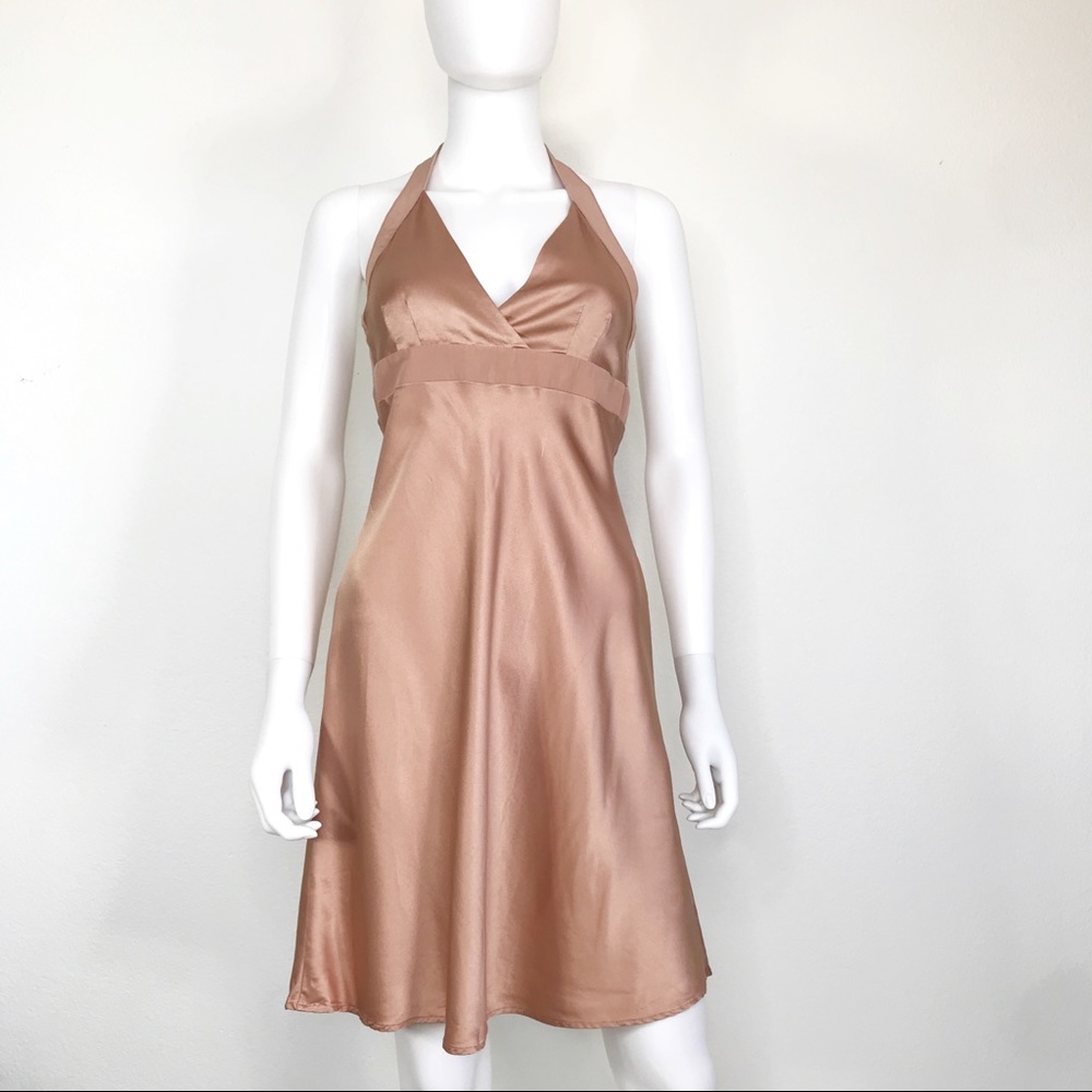 Bebe L Satin halter slip dress